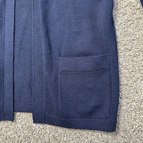 St. John  Womens Sz Basics Navy Open Front Cardigan Sweater W/ Gold Button - Picture 7 of 10